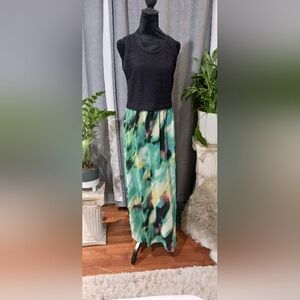 Calvin Klein Abstract Green Maxi Skirt
